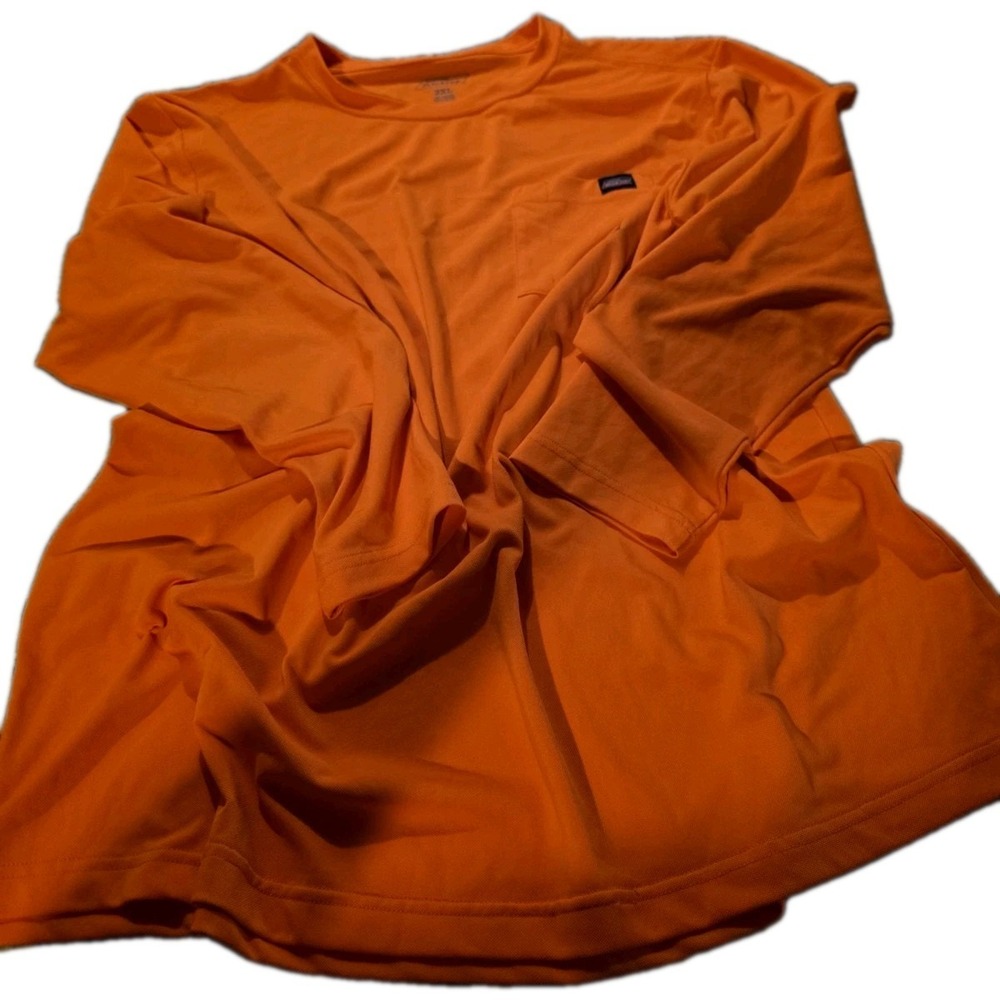 Dickies Bright Orange Front Pocket Wide Crewneck Long Sleeve Workwear Shirt 2XL